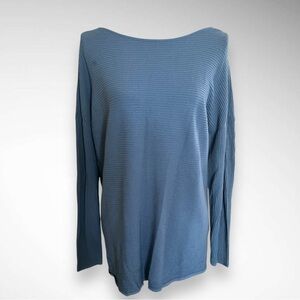 LAFAYETTE‎ 148 Women's Blue Ribbed V Back Sweater Large | EUC